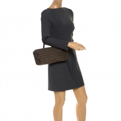 Pre Owned Fendi Brown Zucchino Canvas Small Vintage Satchel