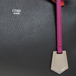 Pre Owned Fendi Grey/Orange Leather By The Way Boston Bag 