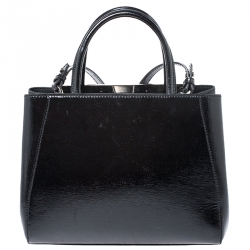 Pre Owned Fendi Black Leather Mini 2Jours Tote