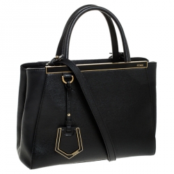 Pre Owned Fendi Black Leather Mini 2jours Tote
