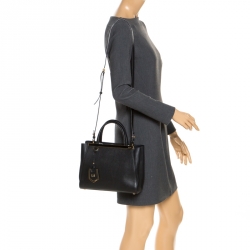 Pre Owned Fendi Black Leather Mini 2Jours Tote