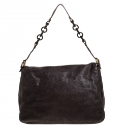 Pre Owned Fendi Metallic Brown Leather Mama Forever Large Flap Shoulder Bag