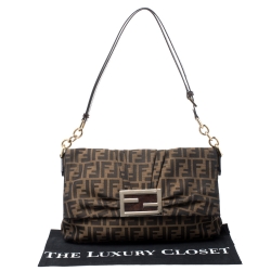 Pre Owned Fendi Tobacco Zucca Canvas Mia Shoulder Bag