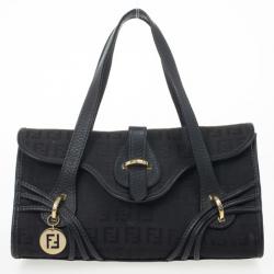 Pre Owned Fendi Black Zucchino Small Satchel