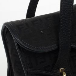 Pre Owned Fendi Black Zucchino Small Satchel