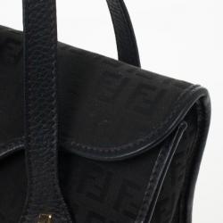 Pre Owned Fendi Black Zucchino Small Satchel