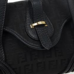 Pre Owned Fendi Black Zucchino Small Satchel