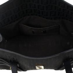 Pre Owned Fendi Black Zucchino Small Satchel