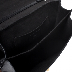 Pre Owned Fendi Black/Beige Embroidered Leather Medium Pearl Kan I Top Handle Bag