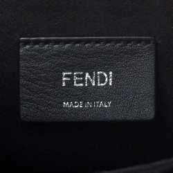 Pre Owned Fendi Black/Beige Embroidered Leather Medium Pearl Kan I Top Handle Bag