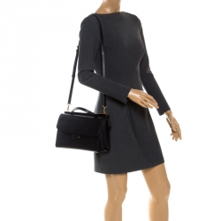 Pre Owned Fendi Black Textured Leather Small Demi Jour Top Handle Bag