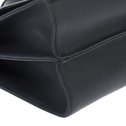 Pre Owned Fendi Black Textured Leather Small Demi Jour Top Handle Bag
