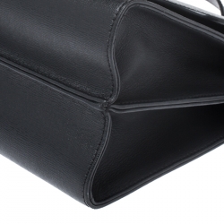 Pre Owned Fendi Black Textured Leather Small Demi Jour Top Handle Bag