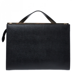 Pre Owned Fendi Black Textured Leather Small Demi Jour Top Handle Bag