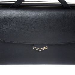 Pre Owned Fendi Black Textured Leather Small Demi Jour Top Handle Bag