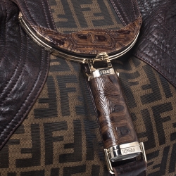 Pre Owned Fendi Tobacco Zucca Canvas and Leather Spy Bag