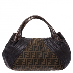 Pre Owned Fendi Tobacco Zucca Canvas and Leather Spy Bag