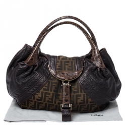 Pre Owned Fendi Tobacco Zucca Canvas and Leather Spy Bag