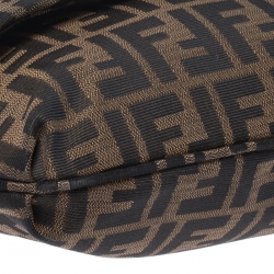 Pre Owned Fendi Tobacco Zucca Canvas and Patent Leather Mia Flap Bag