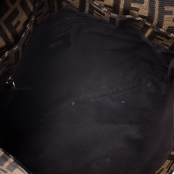 Pre Owned Fendi Tobacco Zucca Canvas and Patent Leather Mia Flap Bag