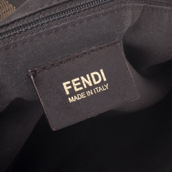 Pre Owned Fendi Tobacco Zucca Canvas and Patent Leather Mia Flap Bag