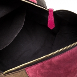 Fendi Fuchsia Pequin Stripe Canvas and Leather Boston Bag