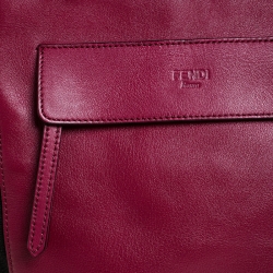 Fendi Fuchsia Pequin Stripe Canvas and Leather Boston Bag