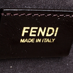 Fendi Fuchsia Pequin Stripe Canvas and Leather Boston Bag
