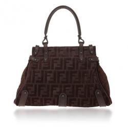 Pre Owned Fendi Zucca Brown Suede Small Magic Bag