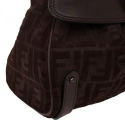 Pre Owned Fendi Zucca Brown Suede Small Magic Bag