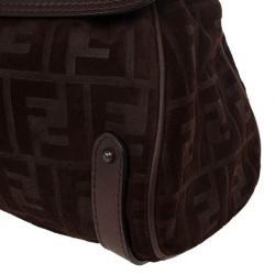 Pre Owned Fendi Zucca Brown Suede Small Magic Bag