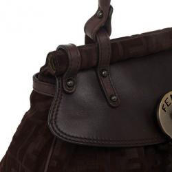 Pre Owned Fendi Zucca Brown Suede Small Magic Bag
