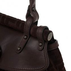 Pre Owned Fendi Zucca Brown Suede Small Magic Bag