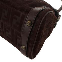 Pre Owned Fendi Zucca Brown Suede Small Magic Bag