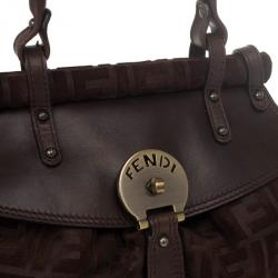 Pre Owned Fendi Zucca Brown Suede Small Magic Bag