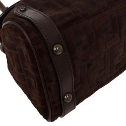 Pre Owned Fendi Zucca Brown Suede Small Magic Bag