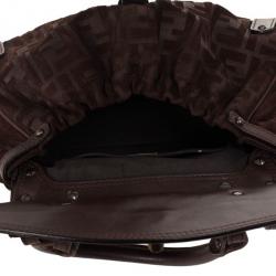 Pre Owned Fendi Zucca Brown Suede Small Magic Bag