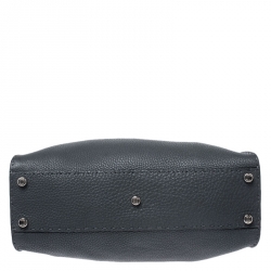 Pre Owned Fendi Grey Selleria Leather Medium Peekaboo Top Handle Bag