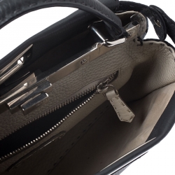 Pre Owned Fendi Grey Selleria Leather Medium Peekaboo Top Handle Bag