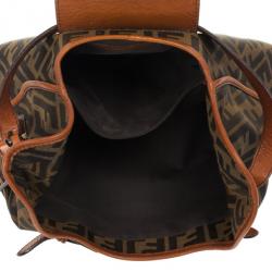 Pre Owned Fendi Tobacco Zucca Canvas Double Buckle Hobo Bag