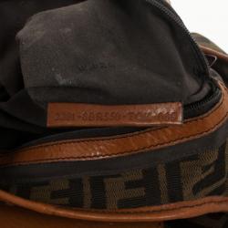 Pre Owned Fendi Tobacco Zucca Canvas Double Buckle Hobo Bag