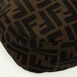 Pre Owned Fendi Tobacco Zucca Canvas Double Buckle Hobo Bag
