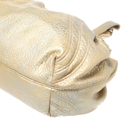 Pre Owned Fendi Gold Holographic Textured Leather Spy Bag