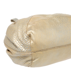 Pre Owned Fendi Gold Holographic Textured Leather Spy Bag