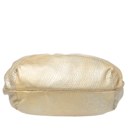 Pre Owned Fendi Gold Holographic Textured Leather Spy Bag