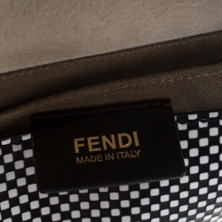 Pre Owned Fendi Black/White Checkered Leather Small Chameleon Crossbody Bags