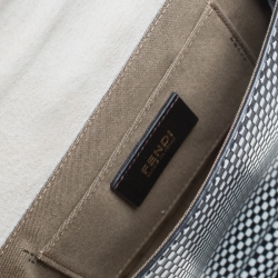 Pre Owned Fendi Black/White Checkered Leather Small Chameleon Crossbody Bags