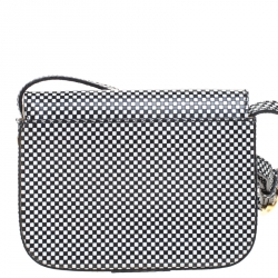 Pre Owned Fendi Black/White Checkered Leather Small Chameleon Crossbody Bags