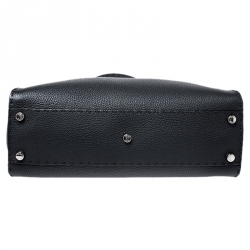 Pre Owned Fendi Black Selleria Leather Medium Peekaboo Top Handle Bag