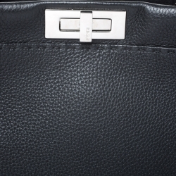 Pre Owned Fendi Black Selleria Leather Medium Peekaboo Top Handle Bag